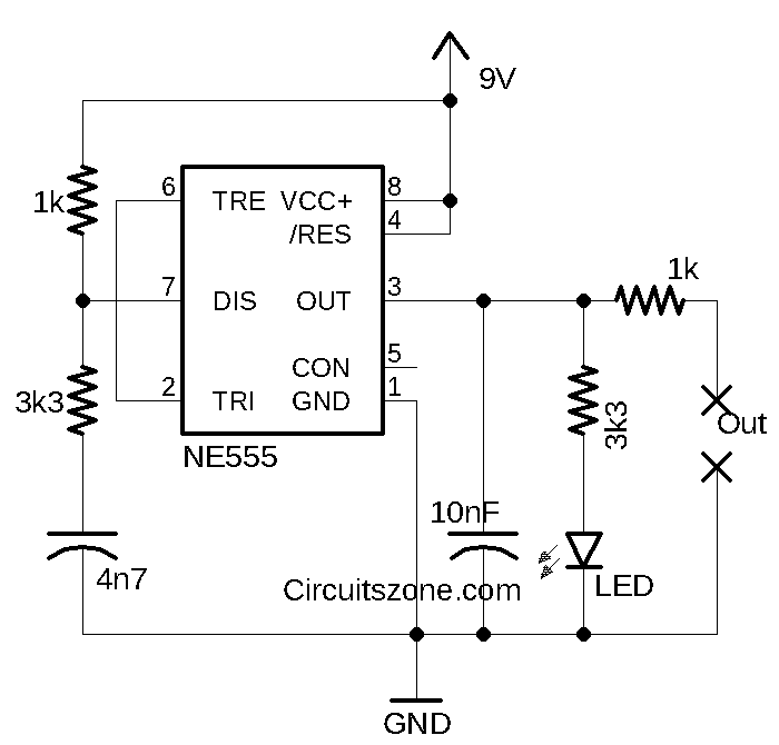 Simple Hulda Clark's Zapper Circuit with 555 IC  CircuitsZone.com